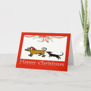 Cartes Pour Fêtes Annuelles happy Christmas, two Dachshunds