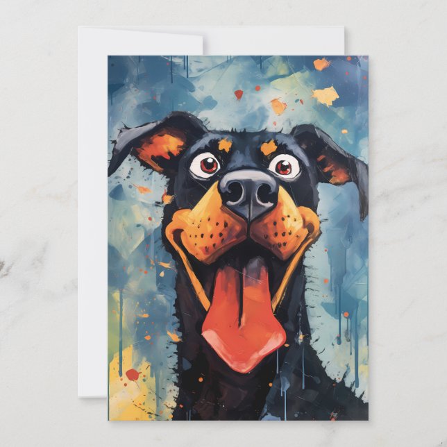 Cartes Pour Fêtes Annuelles Happy Comical Dobermann Dog (Devant)