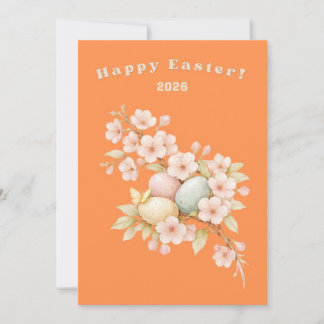 Cartes Pour Fêtes Annuelles Happy Easter Elegant Floral Cherry Blossom Spring 