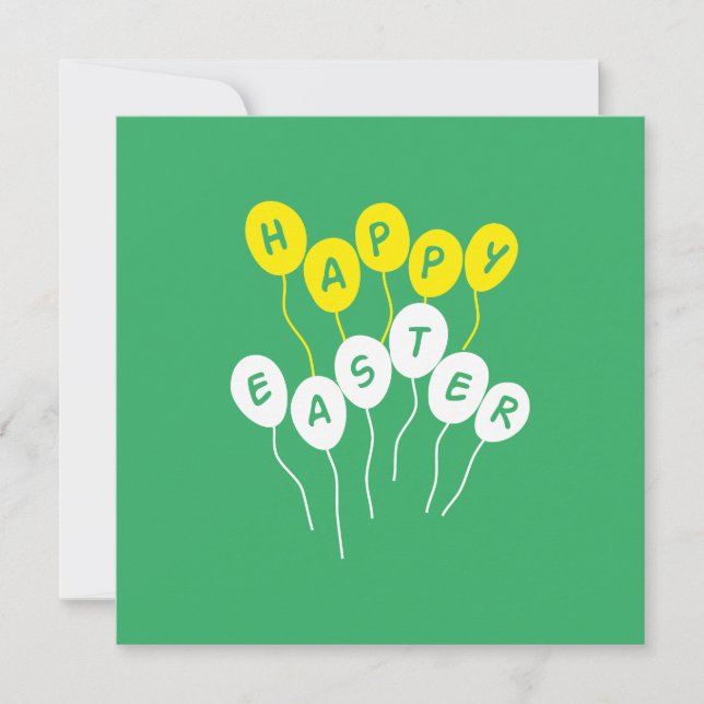 Cartes Pour Fêtes Annuelles Happy Easter Key Blanc et Jaune Ballons Nice (Devant)