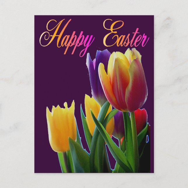 Cartes Pour Fêtes Annuelles Happy Easter Tulips (Devant)
