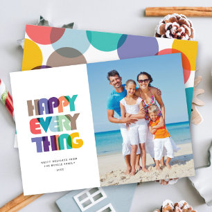 Cartes Pour Fêtes Annuelles Happy Everything Bold Colorful Typography Photo