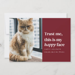 Cartes Pour Fêtes Annuelles Happy Face Funny Pet Photo Christmas Holiday Card