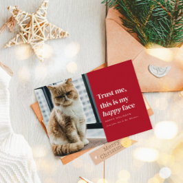 Cartes Pour Fêtes Annuelles Happy Face Funny Pet Photo Christmas Holiday Card