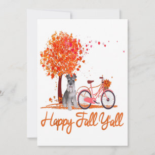 Cartes Pour Fêtes Annuelles Happy Fall Yall Funny Schnauzer Chien Automne Vélo
