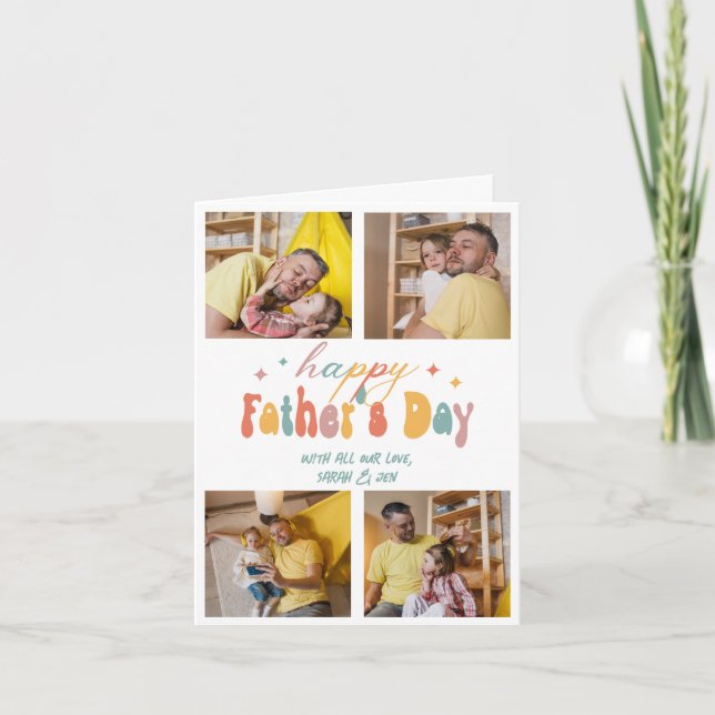 Cartes Pour Fêtes Annuelles Happy Fête des pères 4 Photos Collage Personnalisé (Devant)