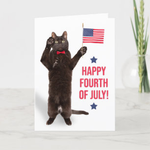 Cartes Pour Fêtes Annuelles Happy Fourth of July Cite Cat Holding Flag
