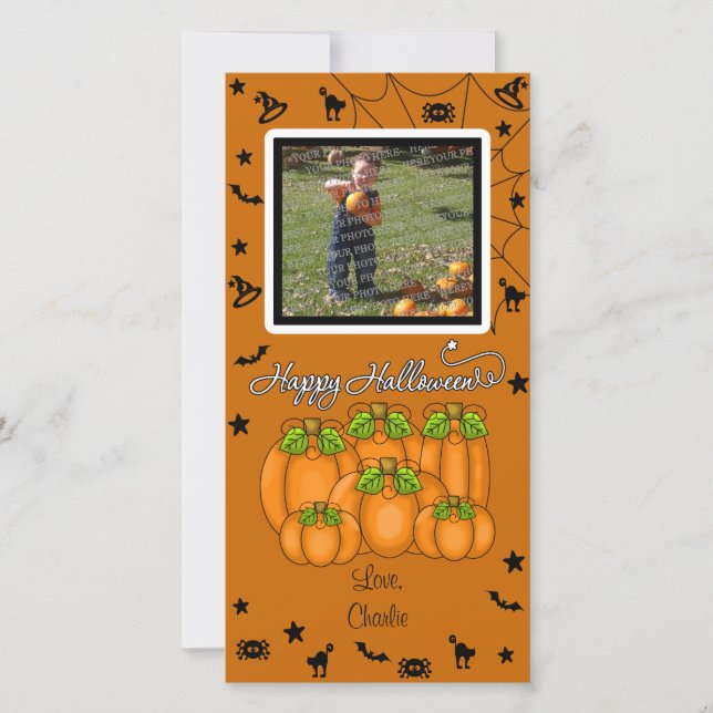 Cartes Pour Fêtes Annuelles Happy Halloween (Ajouter votre photo et votre text (Devant)