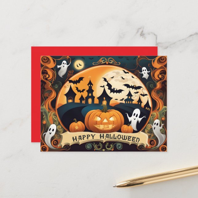 Cartes Pour Fêtes Annuelles Happy Halloween card (Devant/Arrière en situation)