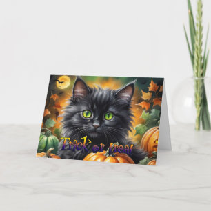 Cartes Pour Fêtes Annuelles Happy Halloween Chat avec citrouille