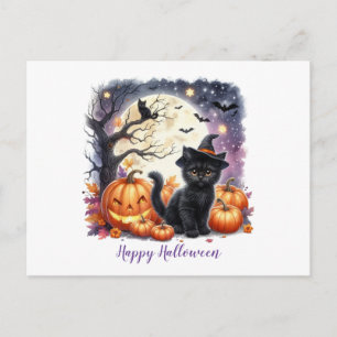 Cartes Pour Fêtes Annuelles Happy Halloween Kitten noir