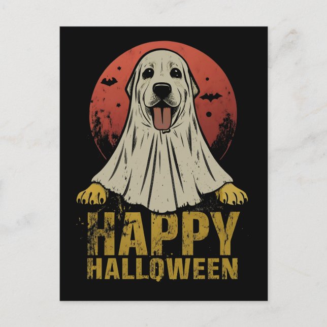 Cartes Pour Fêtes Annuelles Happy Halloween Labrador Retriever Chien Ghost (Devant)