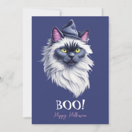 Cartes Pour Fêtes Annuelles Happy Halloween watercolor birman chat en sorcier 