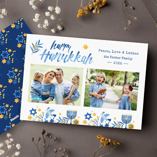 Cartes Pour Fêtes Annuelles Happy Hanoukka 2 Photo Festive juive (Créateur téléchargé)