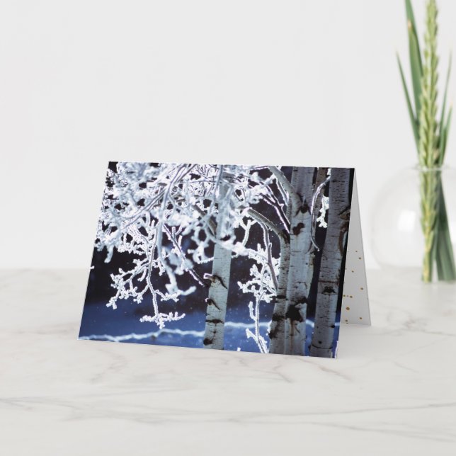 Cartes Pour Fêtes Annuelles Happy Hanoukka Birch Tree givre (Devant)