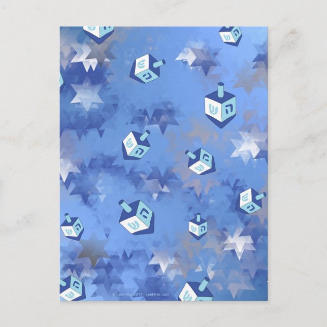 Cartes Pour Fêtes Annuelles Happy Hanoukka Falling Stars and Dreidels (Devant)