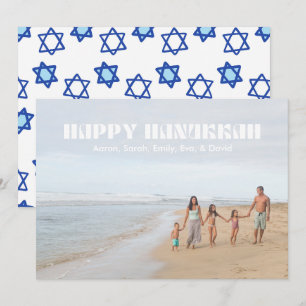 Cartes Pour Fêtes Annuelles Happy Hanoukka Family Photo Star de David Motif