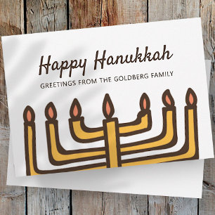 Cartes Pour Fêtes Annuelles Happy Hanoukka Simple et moderne Menorah Salutatio