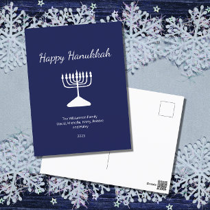Cartes Pour Fêtes Annuelles Happy Hanoukka Simple Menorah Blue