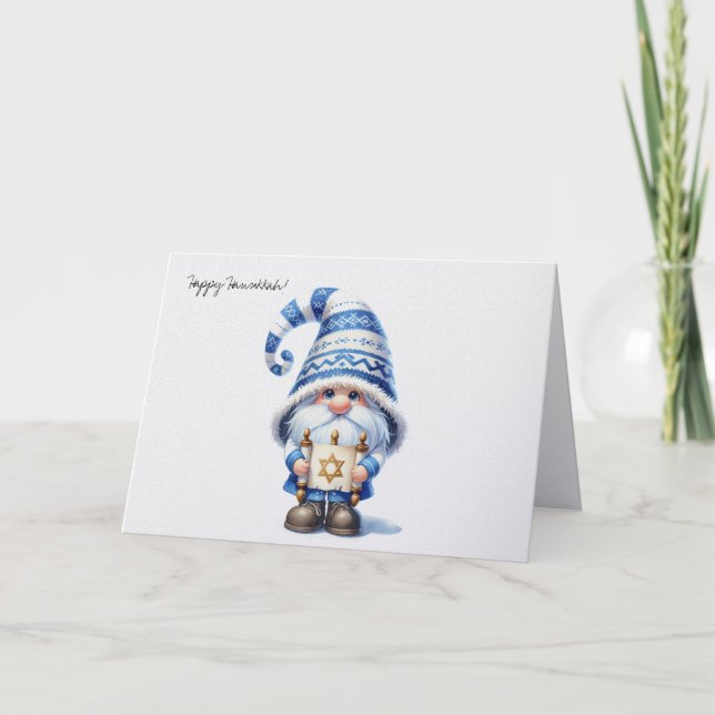 Cartes Pour Fêtes Annuelles Happy Hanukkah Jewish Gnome with Star of David (Devant)