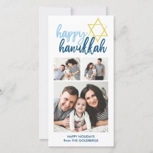 Cartes Pour Fêtes Annuelles Happy Hanukkah Modern Script 3 Photo Holiday
