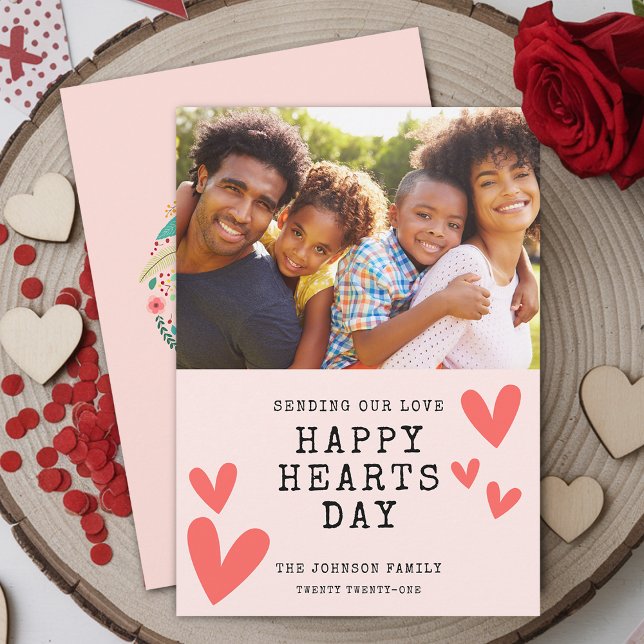 Cartes Pour Fêtes Annuelles Happy Hearts Day Photo Flat (Happy Hearts Day Photo Flat Holiday Card)
