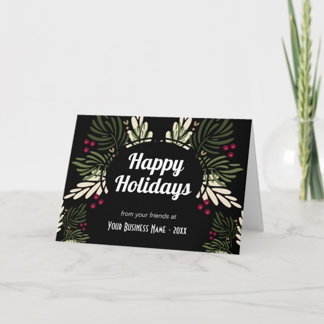 Cartes Pour Fêtes Annuelles Happy Holidays Branches Business logo (Devant)