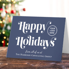 Cartes Pour Fêtes Annuelles Happy Holidays Business Logo Blue