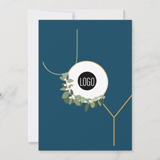 Cartes Pour Fêtes Annuelles Happy Holidays Business Logo Joy Vertical Blue (Devant)