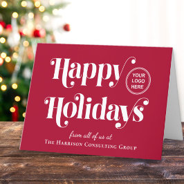 Cartes Pour Fêtes Annuelles Happy Holidays Business Logo Rouge