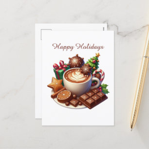 Cartes Pour Fêtes Annuelles Happy Holidays café bonhomme de neige