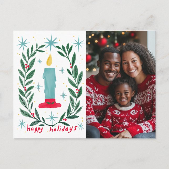 Cartes Pour Fêtes Annuelles Happy Holidays Candle Main Drag CUSTOM (Devant)
