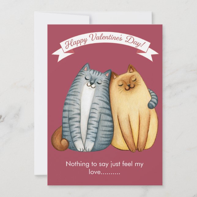 Cartes Pour Fêtes Annuelles Happy Holidays Cat Valentine's Love (Devant)