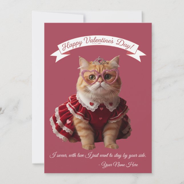 Cartes Pour Fêtes Annuelles Happy Holidays Cat Valentine's Love (Devant)