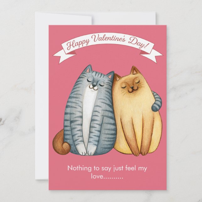 Cartes Pour Fêtes Annuelles Happy Holidays Cat Valentine's Love Pink (Devant)