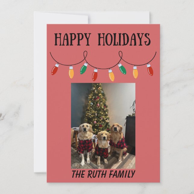 Cartes Pour Fêtes Annuelles Happy Holidays Christmas Lights Photo Card (Devant)