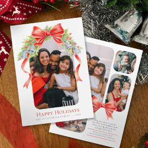 Cartes Pour Fêtes Annuelles Happy Holidays cloches arcs aquarelle photo