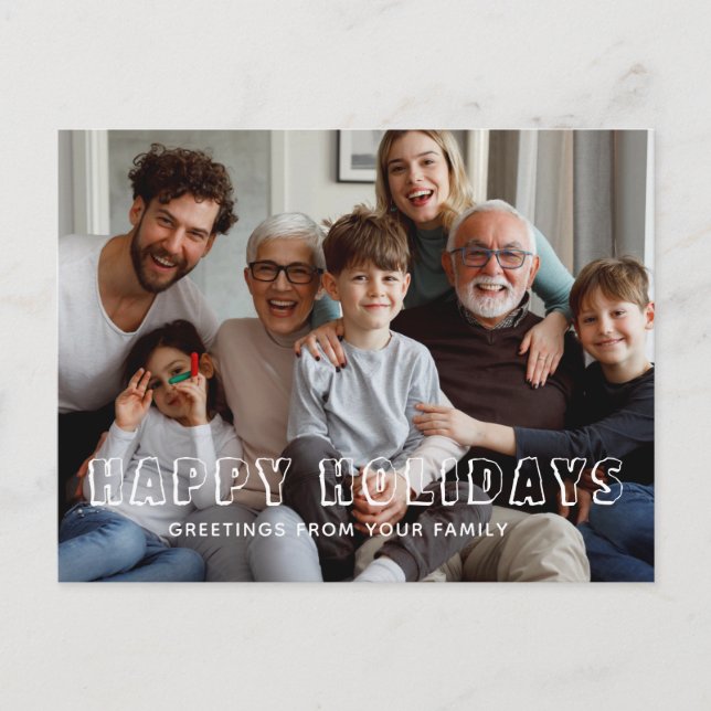 Cartes Pour Fêtes Annuelles Happy Holidays Family Script Collage photo (Devant)