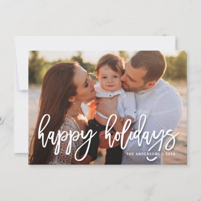 Cartes Pour Fêtes Annuelles Happy Holidays Festive manuscrit script photo (Devant)