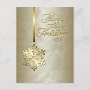 Cartes Pour Fêtes Annuelles Happy Holidays Gold Diamond Snowflake Gold Foil