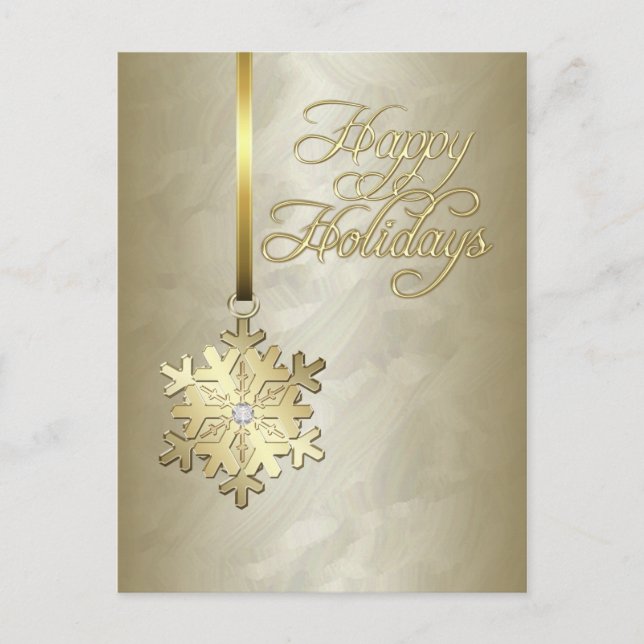 Cartes Pour Fêtes Annuelles Happy Holidays Gold Diamond Snowflake Gold Foil (Devant)