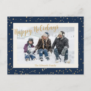 Cartes Pour Fêtes Annuelles Happy Holidays Gold Stars Frontière Photo