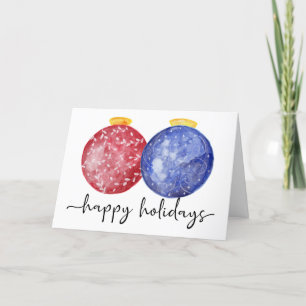 Cartes Pour Fêtes Annuelles Happy Holidays Lettering Watercolor Ornaments Cute