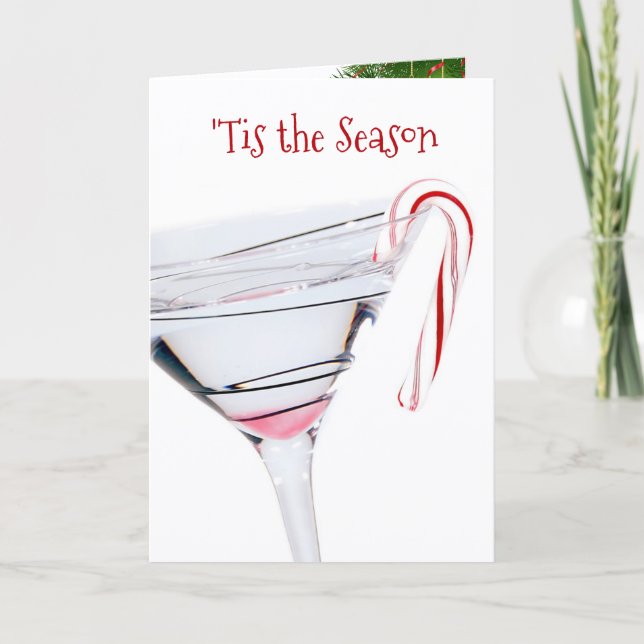Cartes Pour Fêtes Annuelles Happy Holidays Martini and Candy Cane (Devant)