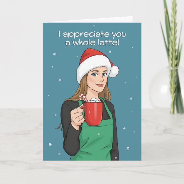 Cartes Pour Fêtes Annuelles Happy Holidays Merry Christmas Barista Woman  (Devant)