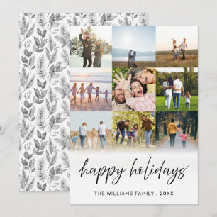 Cartes Pour Fêtes Annuelles Happy Holidays Minimalist Script 9 Photo Collage