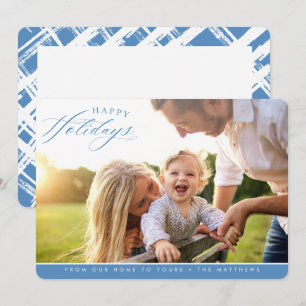 Cartes Pour Fêtes Annuelles HAPPY HOLIDAYS PHOTO élégante calligraphie bleu