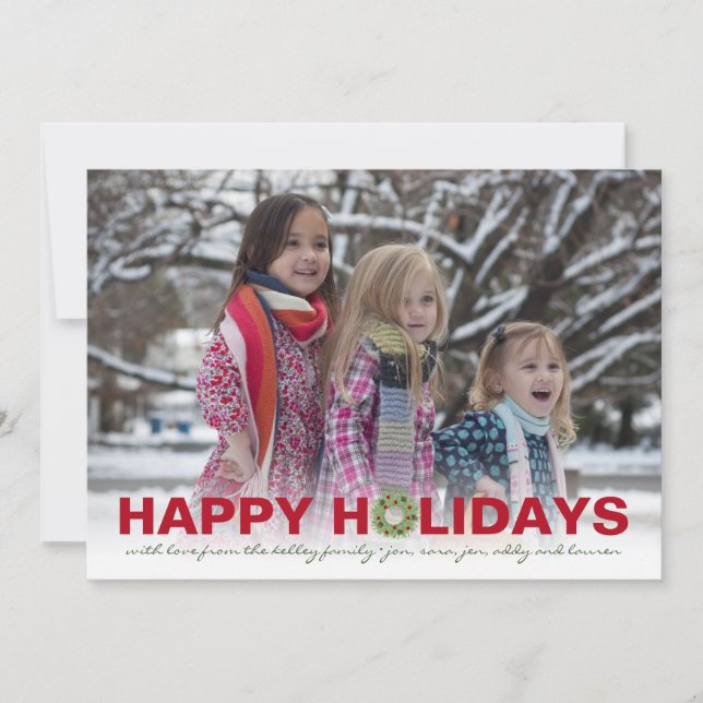 Cartes Pour Fêtes Annuelles Happy Holidays Red Block, photo full (Devant)
