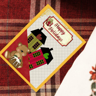Cartes Pour Fêtes Annuelles Happy Holidays Teddy Bear Heart Homes
