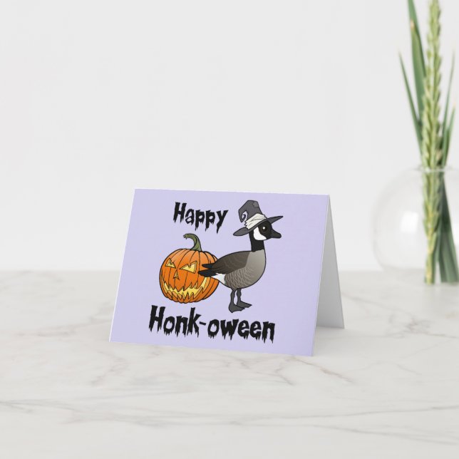 Cartes Pour Fêtes Annuelles Happy Honk-oween drôle Canada oie Halloween (Devant)